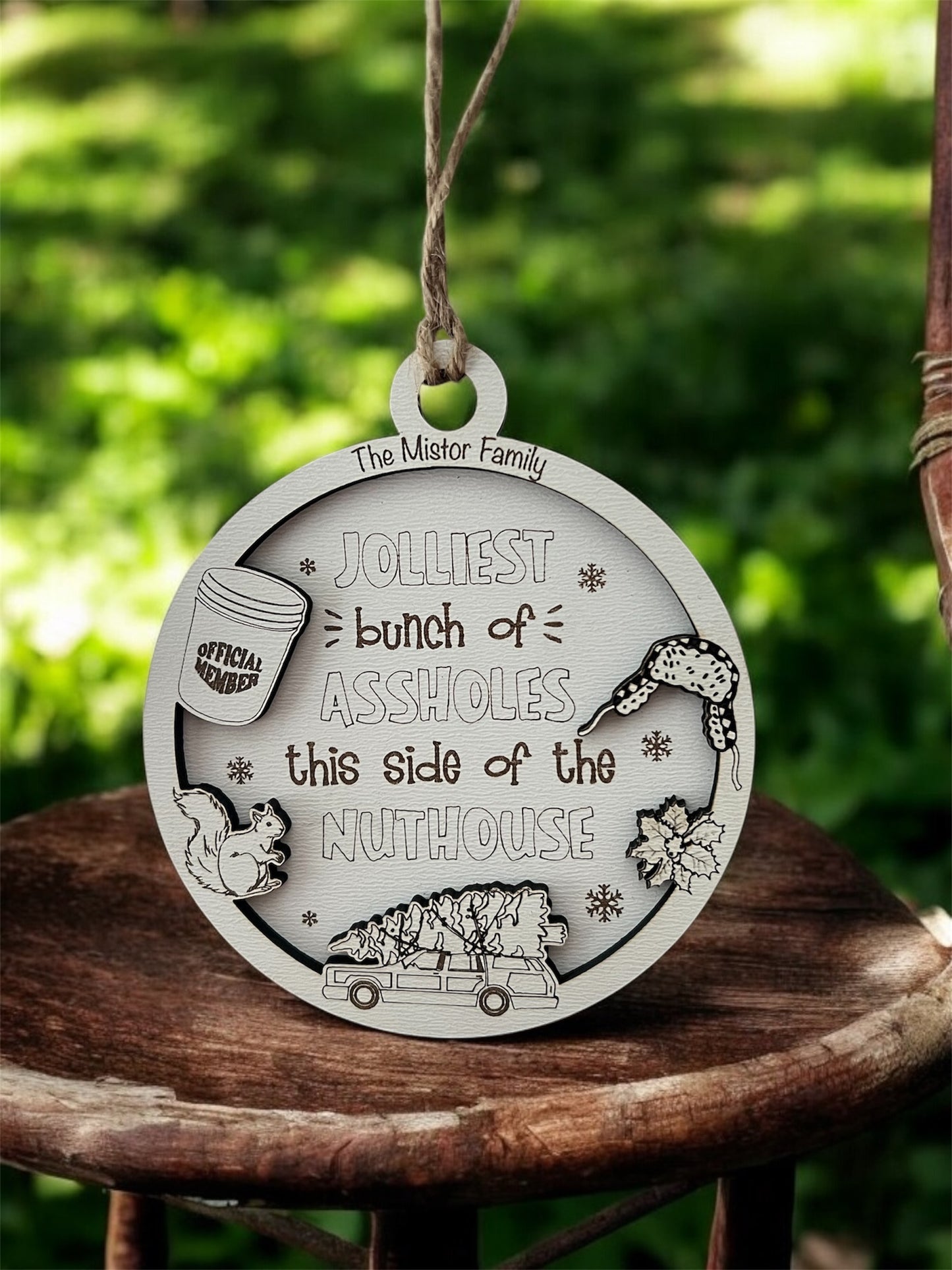 Personalized “Jolliest Bunch of Assholes” 3.5" Round Ornament with Gift Bag