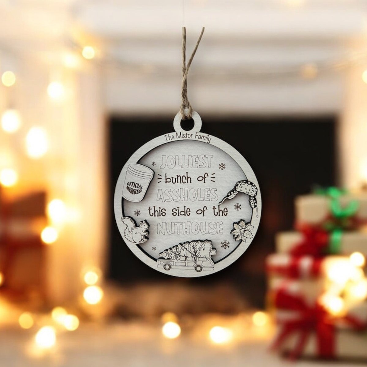 Personalized “Jolliest Bunch of Assholes” 3.5" Round Ornament with Gift Bag