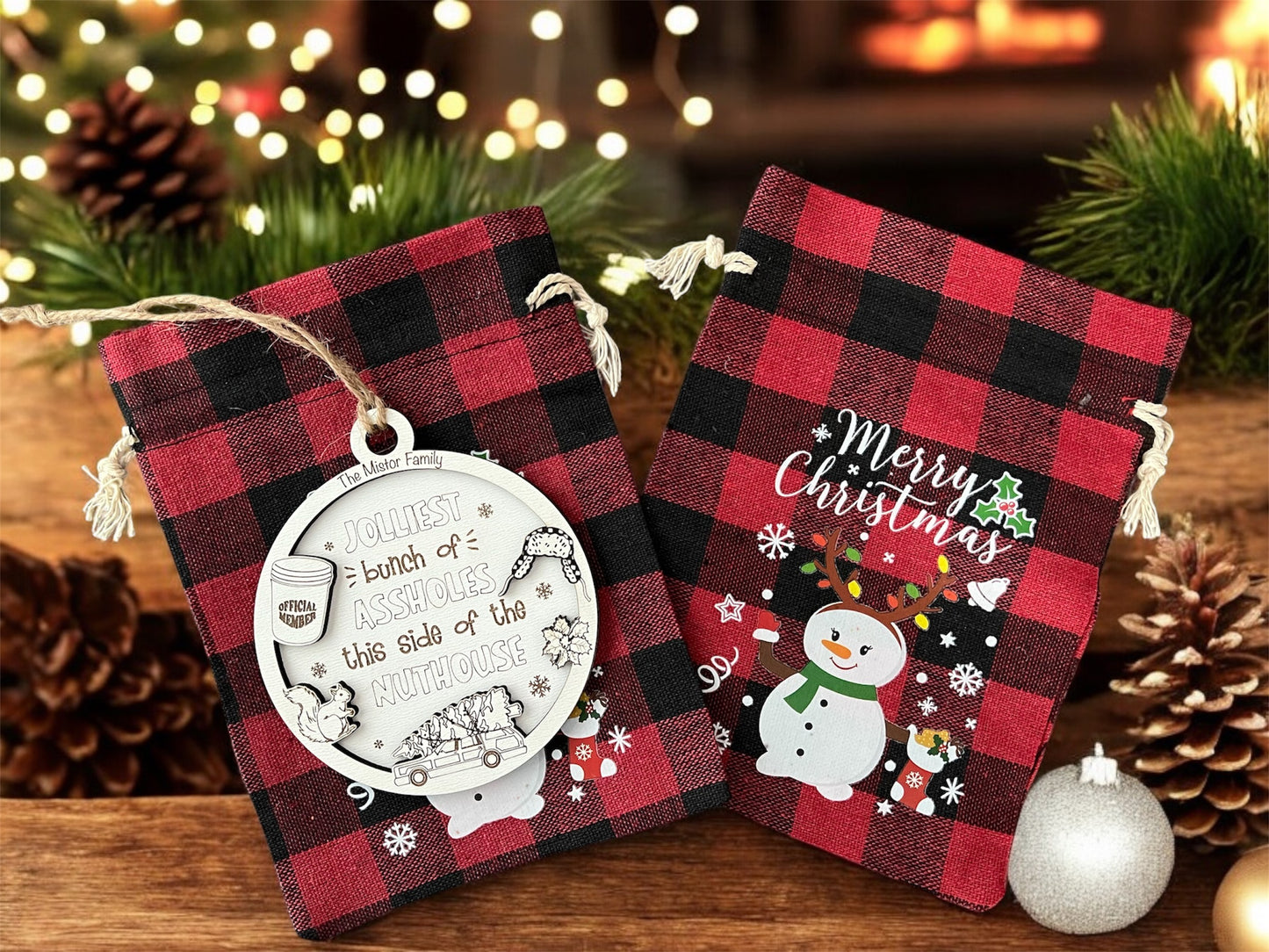 Personalized “Jolliest Bunch of Assholes” 3.5" Round Ornament with Gift Bag
