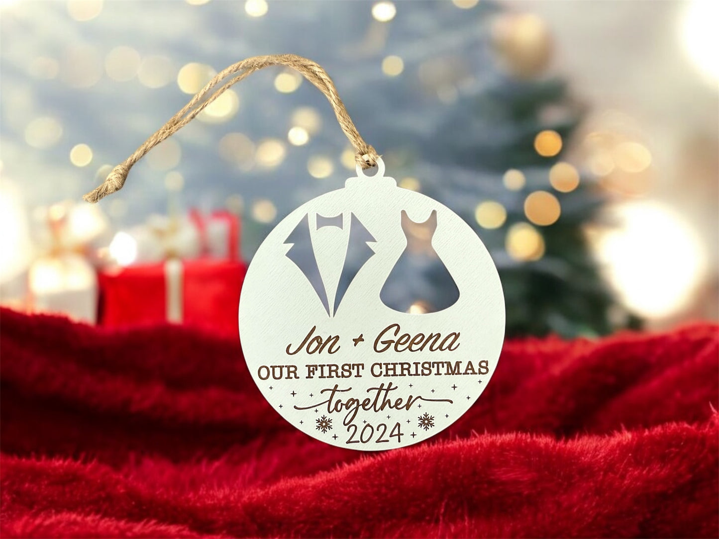 "Our First Christmas Together 2024" Personalized Ornament with Gift Bag